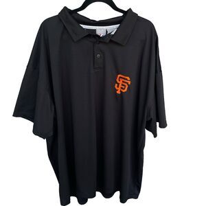Majestic San Francisco Giant Polo Shirt Men 4X Black Orange Logo Embroidered MLB